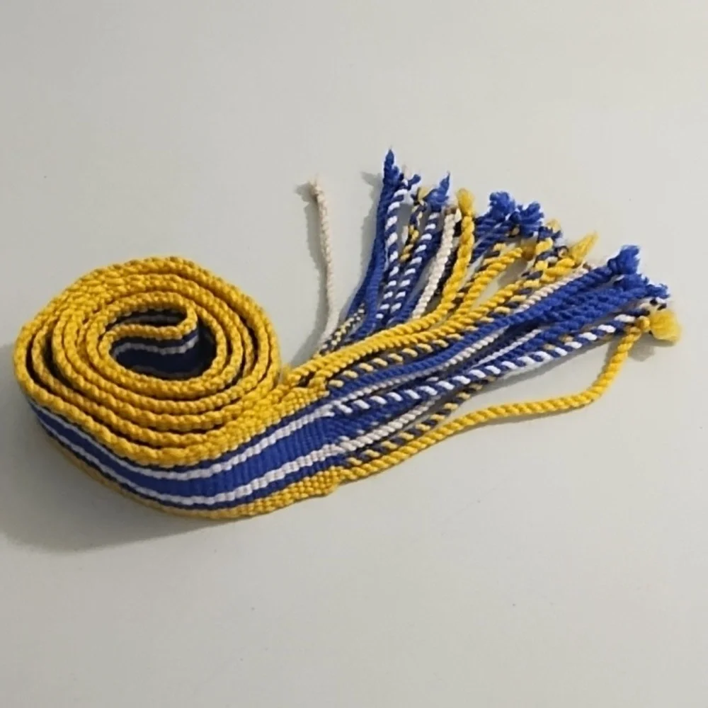 Woven Royal Blue, Natural, Yellow Belt 64